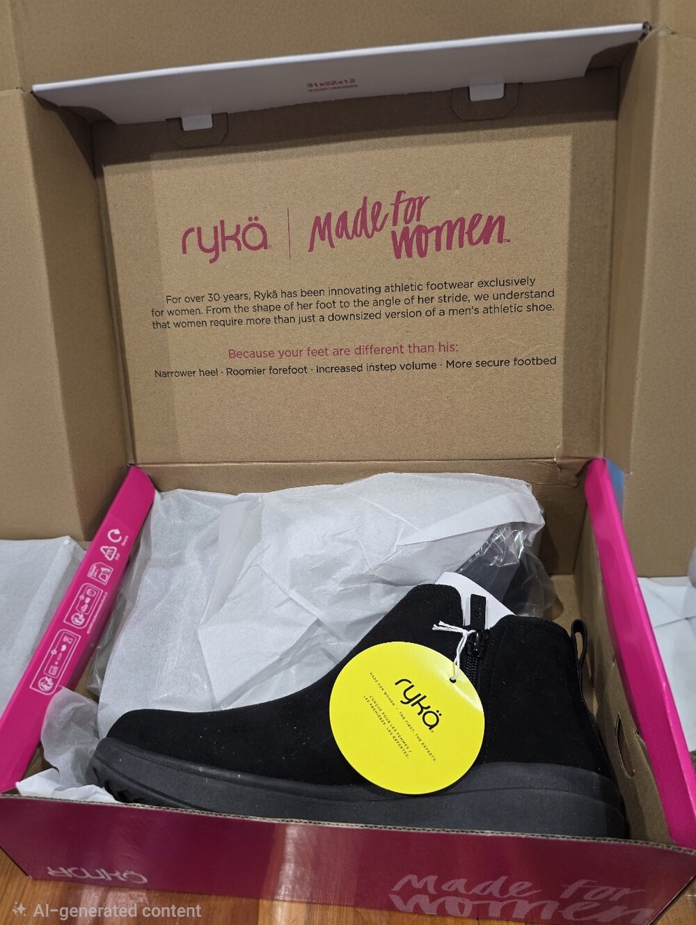 NWT Rykä Noelle (or Noelle Next) Water-Repellent Wedge Ankle Boots in black.